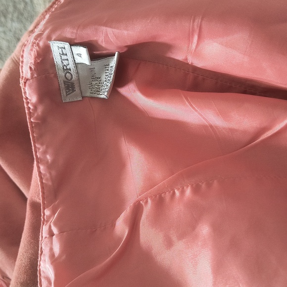 Worth Pink 💯 Leather Halter Vintage Top Sz 4 $285 Retail Full Lining - Picture 8 of 8